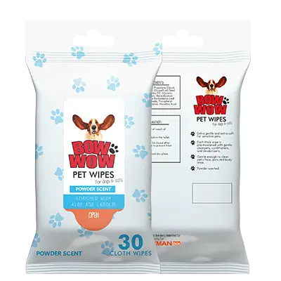 Wow Pet Wipes packaging and label design