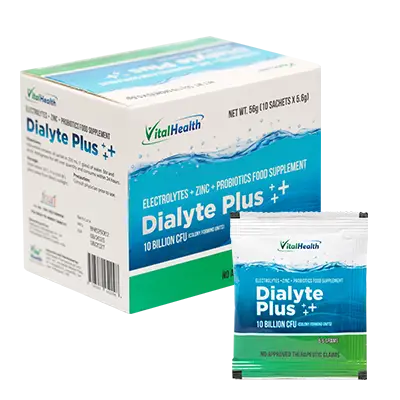 Dialyte Plus hydration product packaging