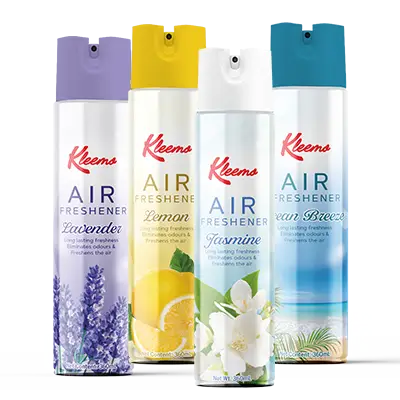 Kleemo Air Freshener packaging across multiple scent variants