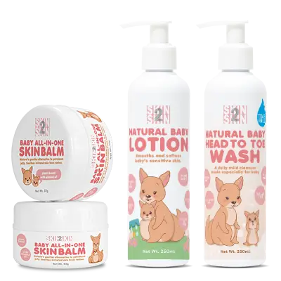 Skin2Skin bath and body product packaging
